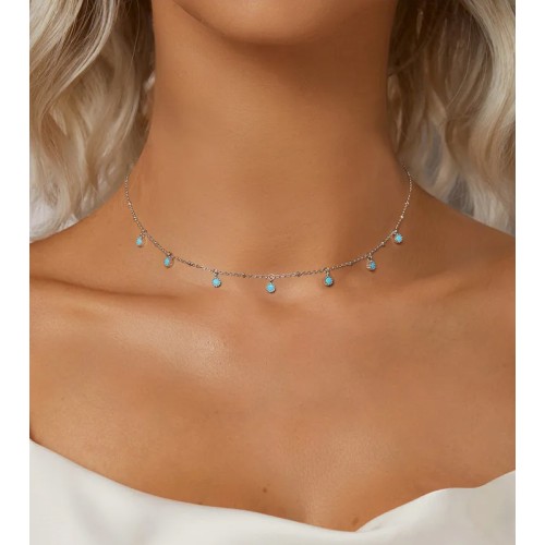 BAMOER BAMOER κολιέ BSN388, ασήμι 925, ασημί/τιρκουάζ