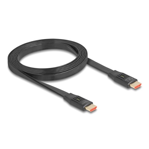 DELOCK DELOCK καλώδιο HDMI 81002, flat, 8K/60Hz, 48 Gbps, eARC, HDR, 2m, μαύρο