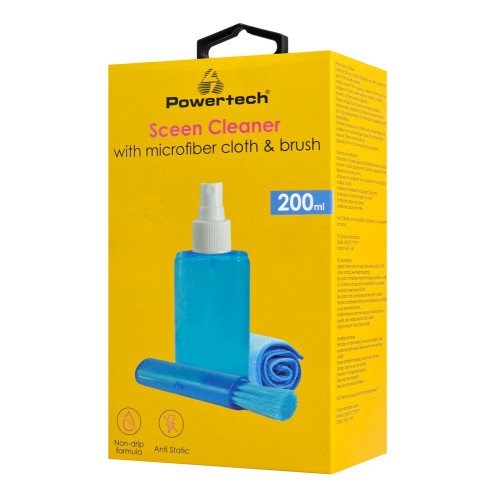 Powertech POWERTECH σπρέι καθαρισμού οθόνης PT-1313 με πανί μικροϊνών & βουρτσάκι, 200ml