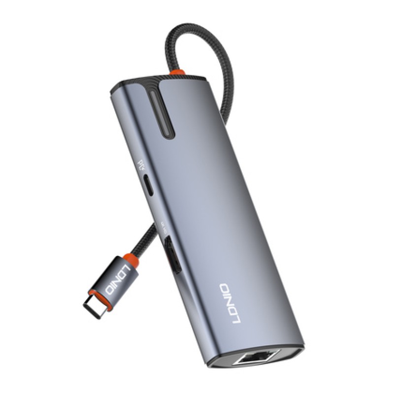 LDNIO LDNIO docking station DS-16H, 6 θυρών, USB-C σύνδεση, 4K, 100W PD, γκρι