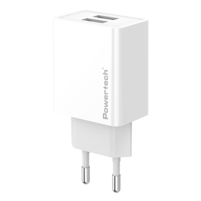 Powertech POWERTECH φορτιστής τοίχου PT-1321, 2x USB, 12W, λευκός