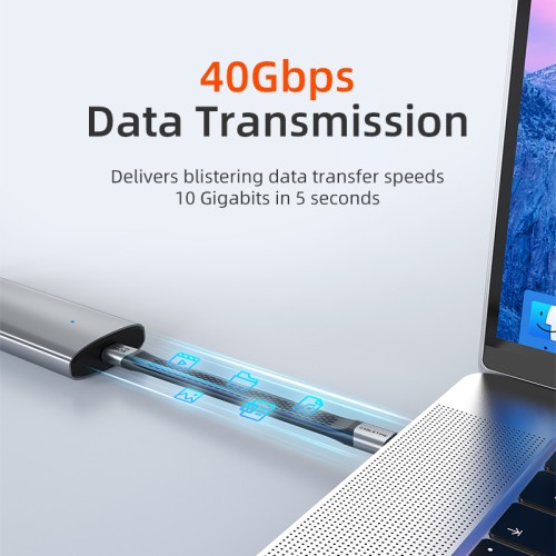 CABLETIME CABLETIME καλώδιο USB-C CT-FU4-AG, flat, 240W, 40Gbps, 8K/60Hz, USB4, 0.15m, μαύρο