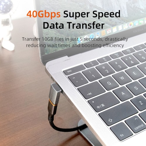 CABLETIME CABLETIME αντάπτορας USB-C CT-OTG42-AG, γωνιακός, USB4, 240W, 40Gbps, 8K, γκρι