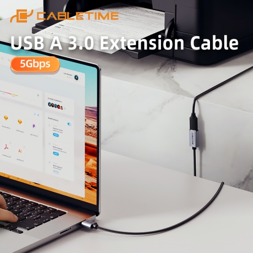 CABLETIME CABLETIME καλώδιο προέκτασης USB CT-AMAF1, 5Gbps, 2m, μαύρο