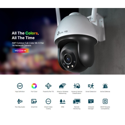 TP-Link TP-LINK IP κάμερα VIGI C540-W, 4mm, 4MP, PTZ, Wi-Fi, SD, IP66, Ver. 1.0