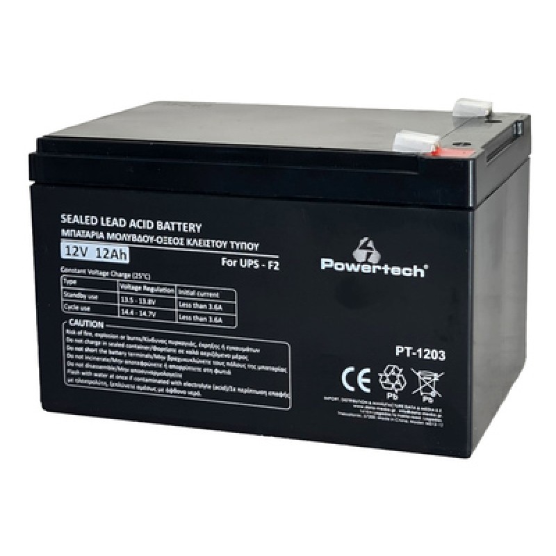 Powertech POWERTECH μπαταρία μολύβδου PT-1203 για UPS, 12V 12Ah, F2