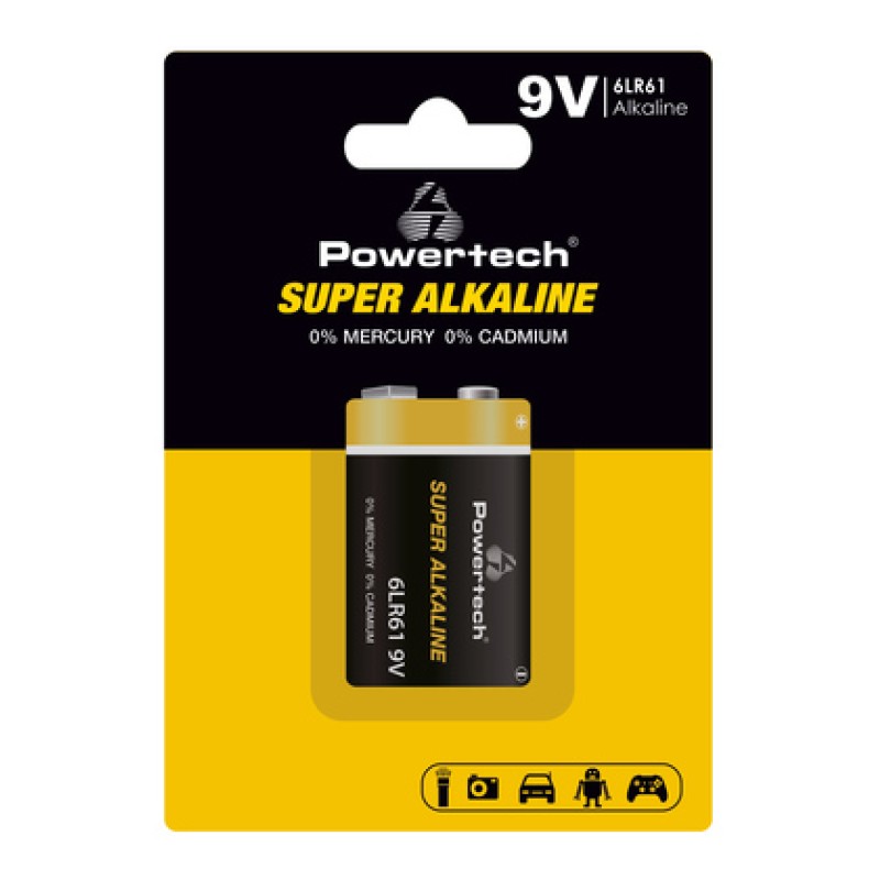 Powertech POWERTECH αλκαλική μπαταρία Super Alkaline PT-1215, 9V, 1τμχ