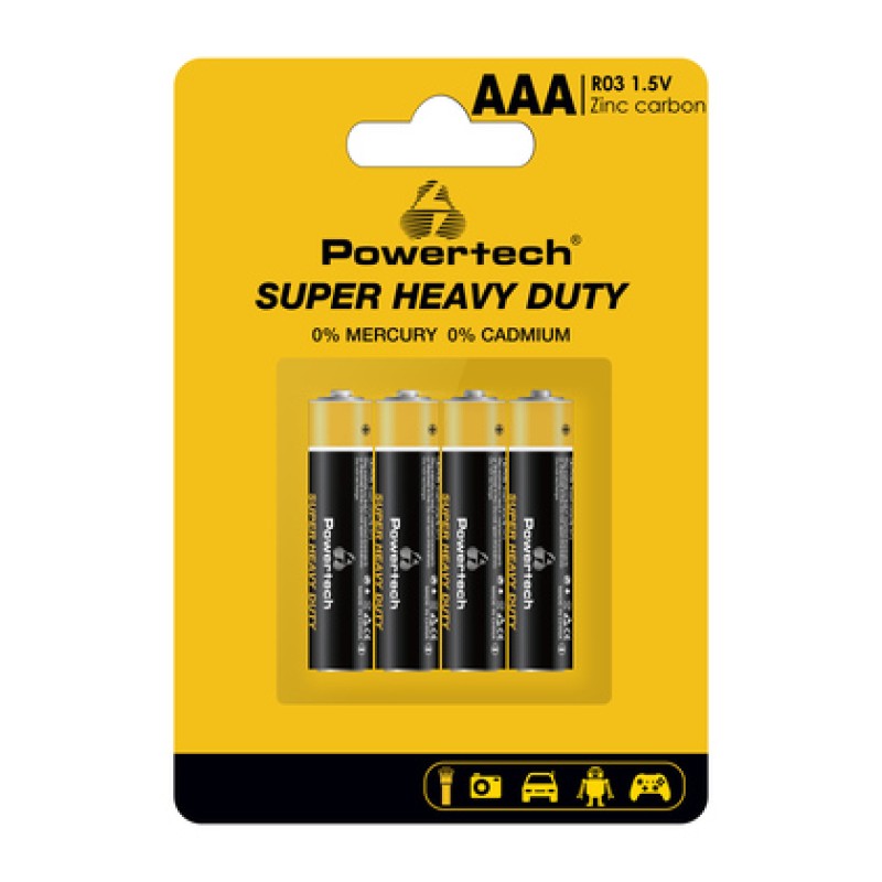 Powertech POWERTECH μπαταρίες Zinc Carbon Super Heavy Duty PT-1218, AAA 1.5V, 4τμχ