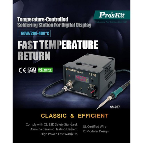 PROSKIT PROSKIT σταθμός συγκόλλησης SS-207B με κολλητήρι, 60W, 200~480 °C
