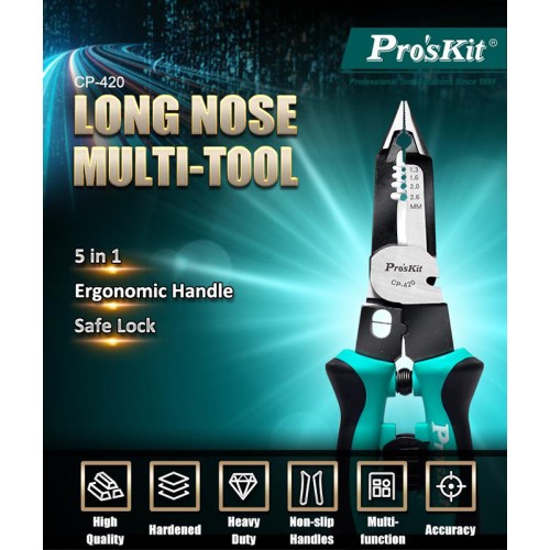 PROSKIT PROSKIT πολυλειτουργική πένσα απογύμνωσης καλωδίων CP-420, 5 σε 1, 225mm