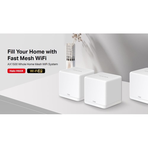 MERCUSYS MERCUSYS Mesh WiFi 6 System Halo H60X, 1500Mbps Dual Band, 3τμχ, V.1.0