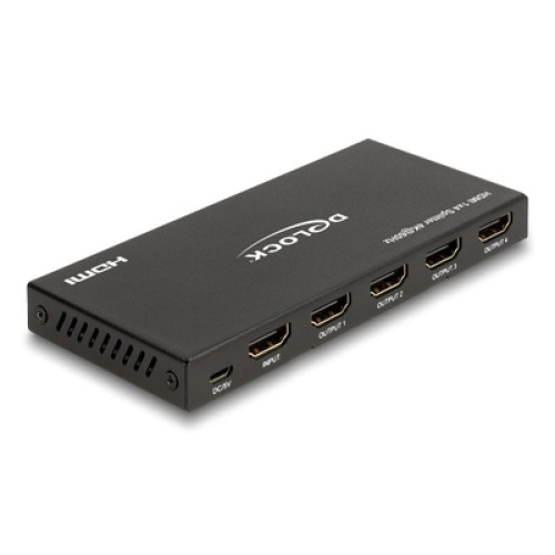 DELOCK DELOCK HDMI splitter 18652 με downscaler πλήκτρο, 4 σε 1, 4K/60Hz, μαύρο