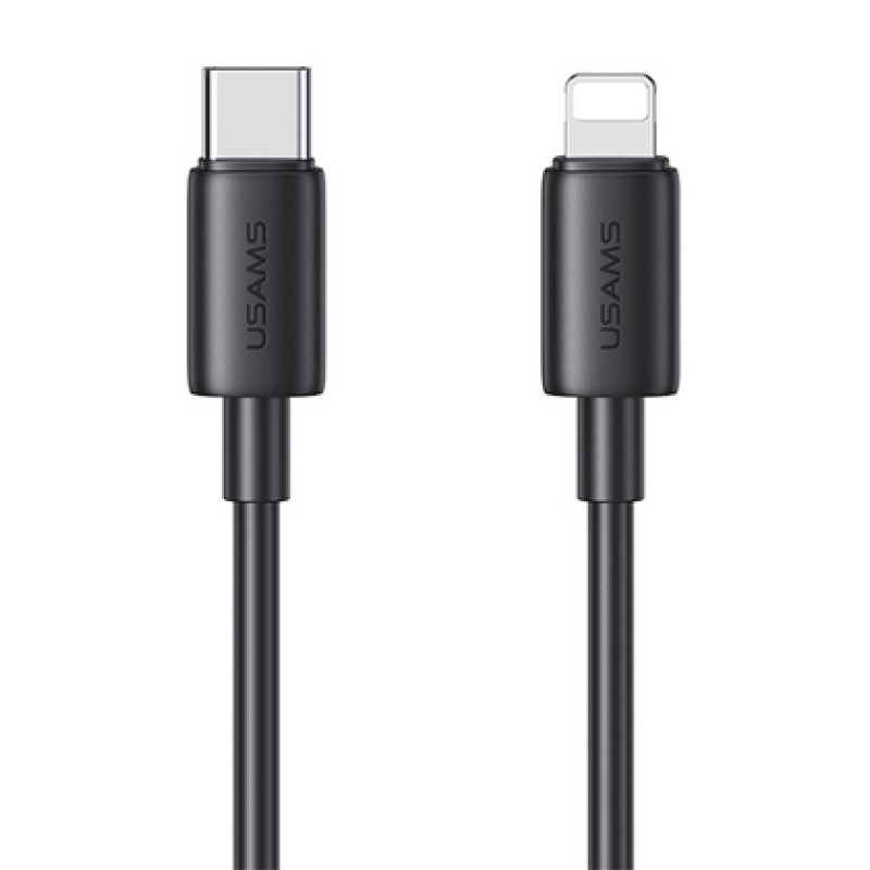 USAMS USAMS καλώδιο Lightning σε USB-C US-SJ712, 30W, 480Mbps, 1m, μαύρο