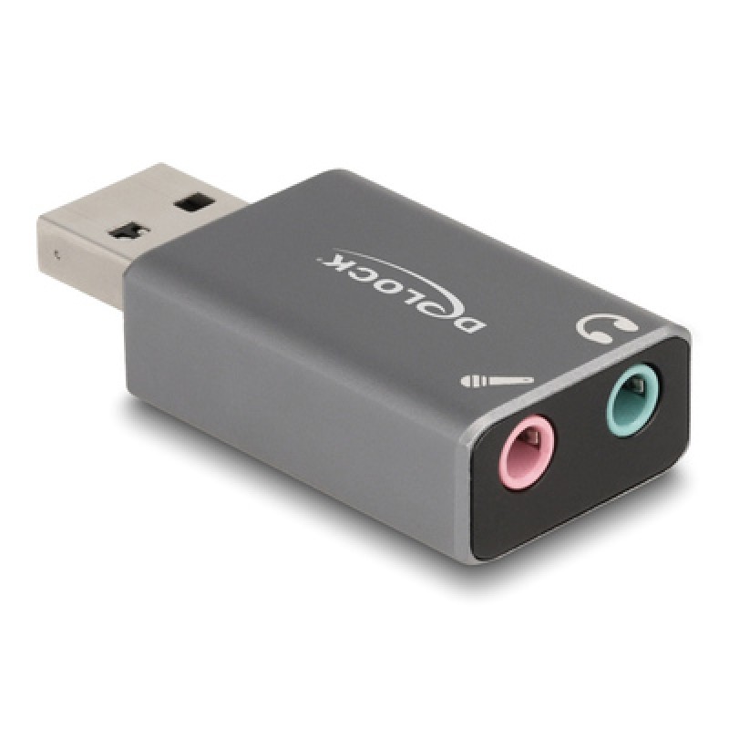 DELOCK DELOCK εξωτερική κάρτα ήχου 66633, 2x 3.5mm, USB σύνδεση, γκρι