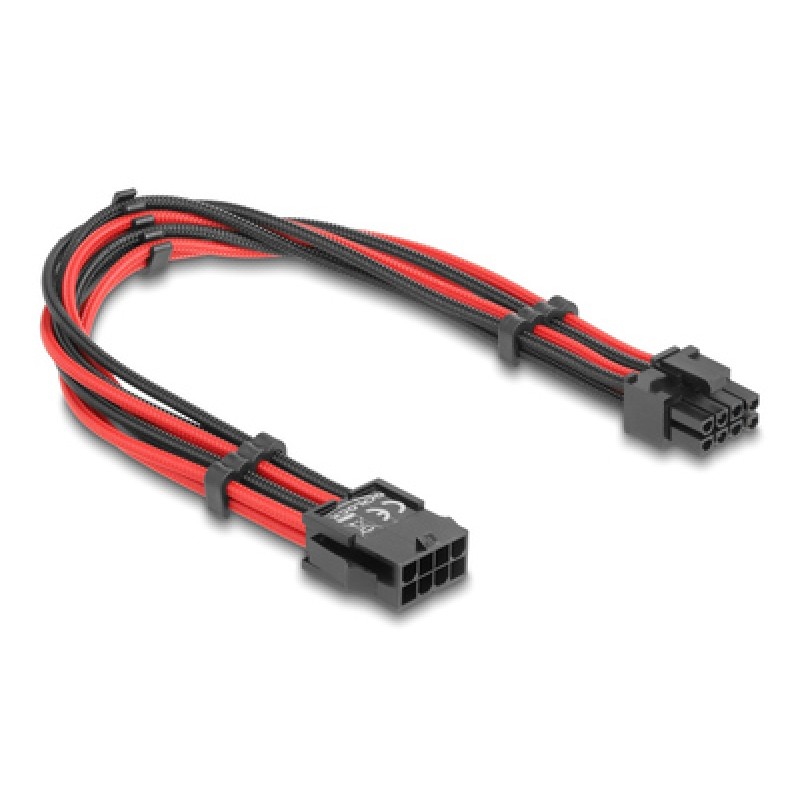 DELOCK DELOCK καλώδιο 8 pin σε 6+2 pin PCIe 80975 με υφασμάτινη επένδυση, 30cm