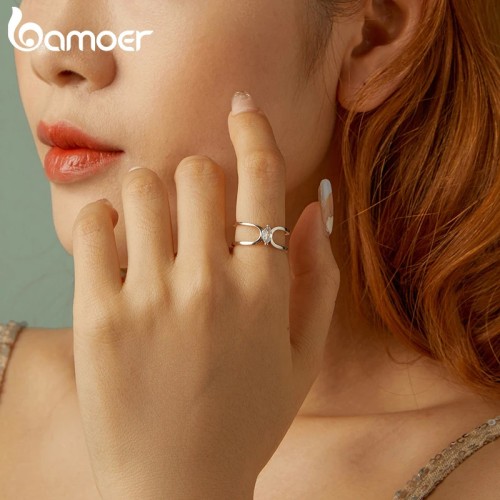 BAMOER BAMOER δαχτυλίδι SCR1065-E με κυβική ζιρκόνια, ανοιγόμενο, ασήμι 925, ασημί