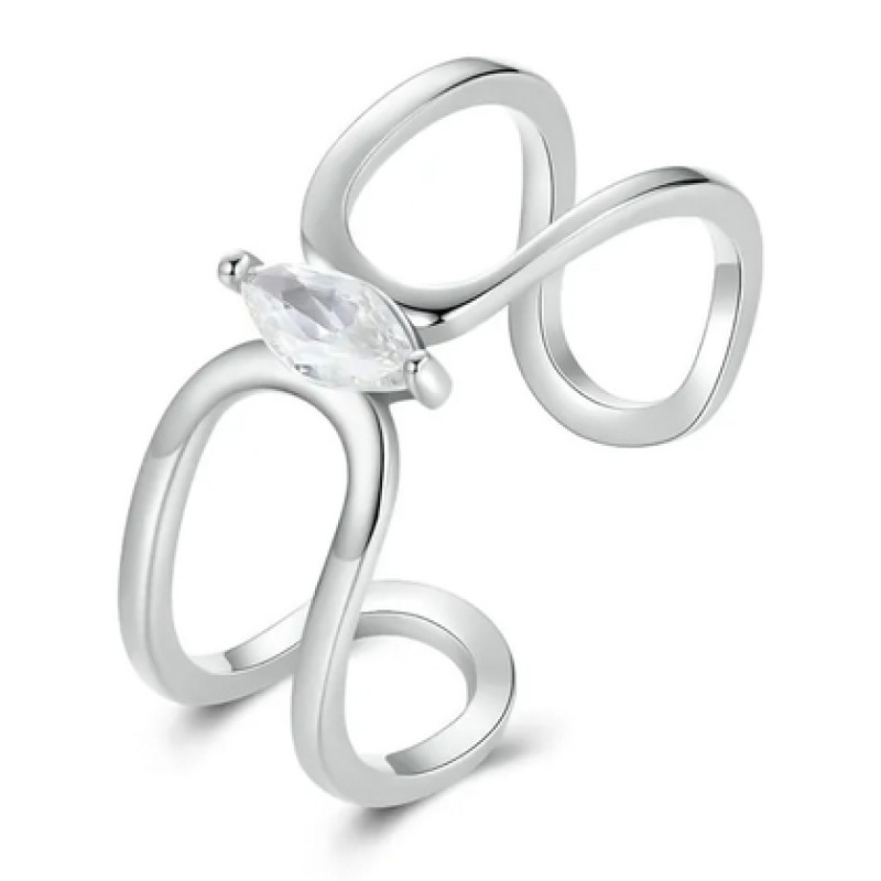 BAMOER BAMOER δαχτυλίδι SCR1065-E με κυβική ζιρκόνια, ανοιγόμενο, ασήμι 925, ασημί