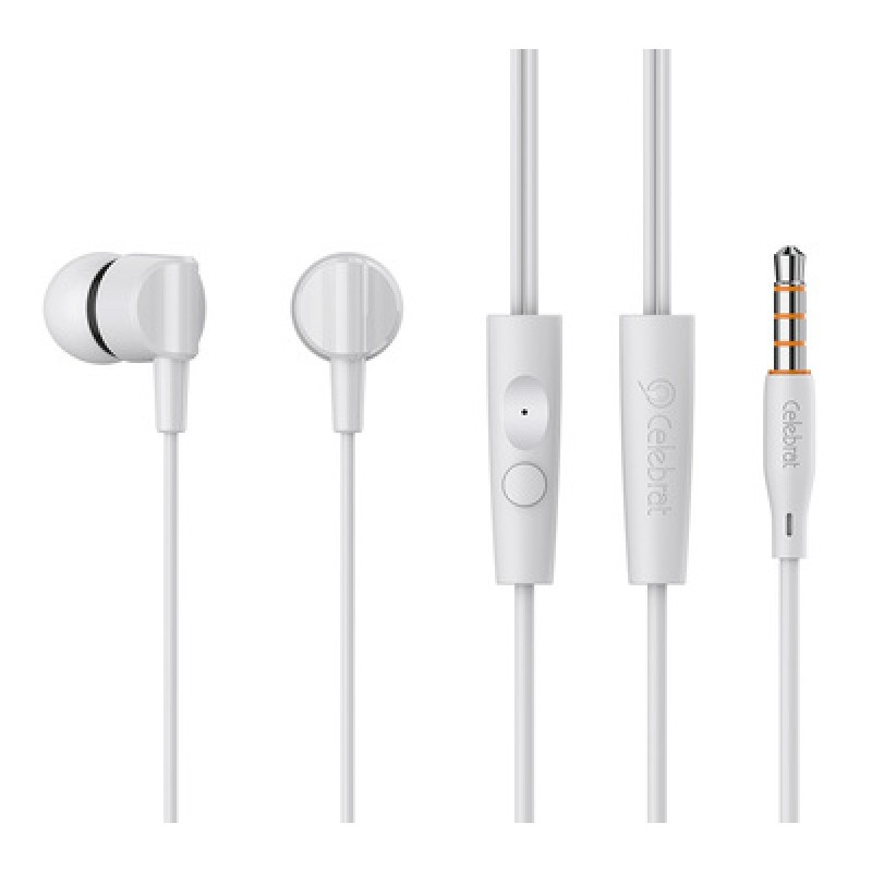 CELEBRAT CELEBRAT earphones με μικρόφωνο G35, 3.5mm σύνδεση, 10mm, 1.2m, λευκά