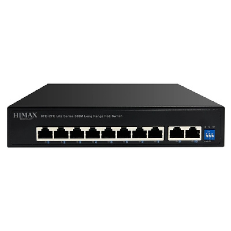 HIMAX HIMAX PoE switch PS1802E-L, 8x Ethernet PoE & 2x Ethernet θύρες, έως 100Mbps
