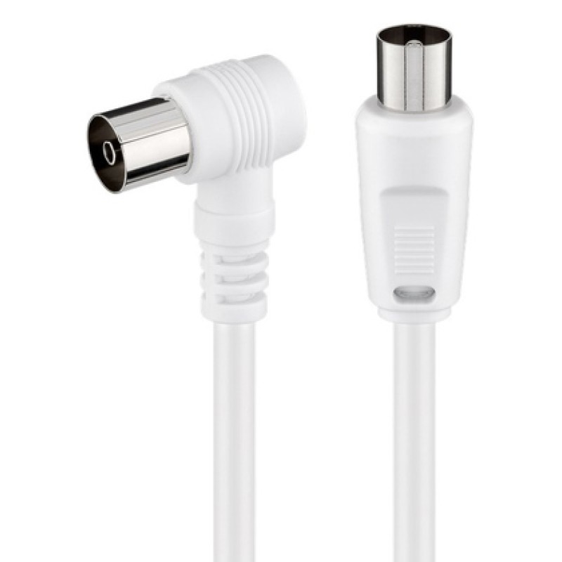 Powertech POWERTECH καλώδιο κεραίας RF αρσενικό - RF θηλυκό CAB-V040, γωνιακό, λευκό, 1.5m
