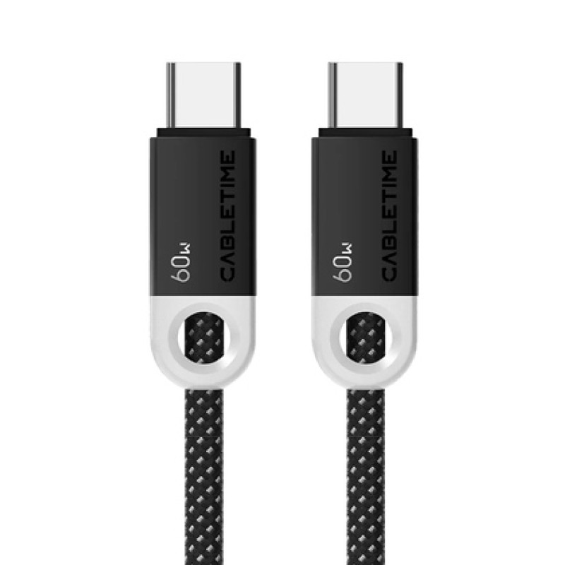 CABLETIME CABLETIME καλώδιο USB-C CT-CM60-PBW, 60W PD, 480Mbps, 1m, μαύρο