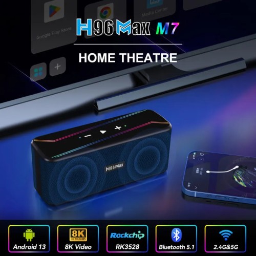 H96 MAX H96 MAX TV Box & ηχείο M7, RK3528, 8K, 4/32GB, WiFi, Bluetooth, Android 13