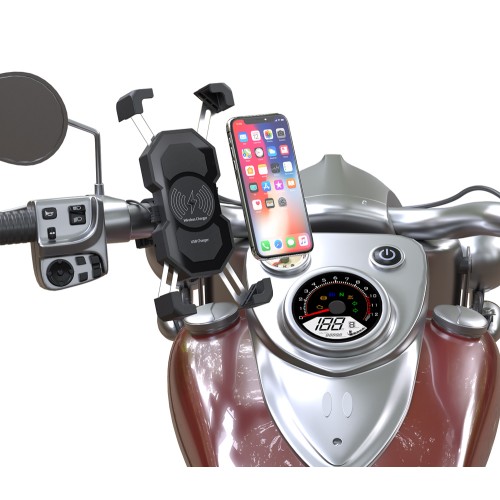 Powertech POWERTECH ασύρματος φορτιστής & βάση smartphone μοτοσυκλέτας PTL-024, 7.5W, μαύρη