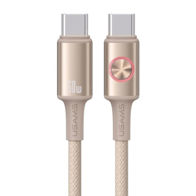 USAMS USAMS καλώδιο USB-C SJ752, 60W, 480Mbps, 1.2m, μπεζ