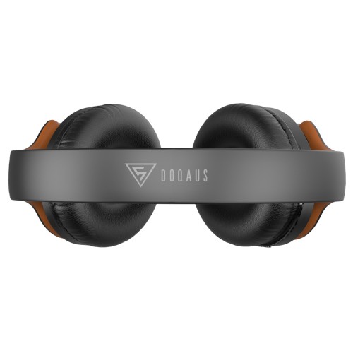 DOQAUS DOQAUS headphones DESIGN 1, ασύρματα & ενσύρματα, Φ40mm, 600mAh, μαύρα/καφέ