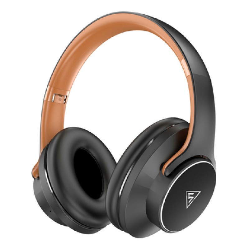 DOQAUS DOQAUS headphones DESIGN 1, ασύρματα & ενσύρματα, Φ40mm, 600mAh, μαύρα/καφέ