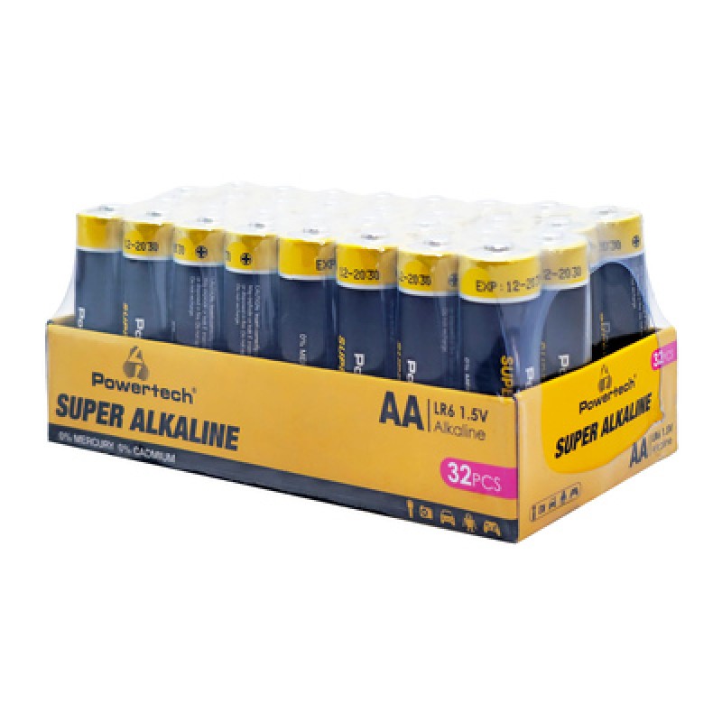 Powertech POWERTECH αλκαλικές μπαταρίες Super Alkaline PT-1401, AA, 1.5V, 32τμχ