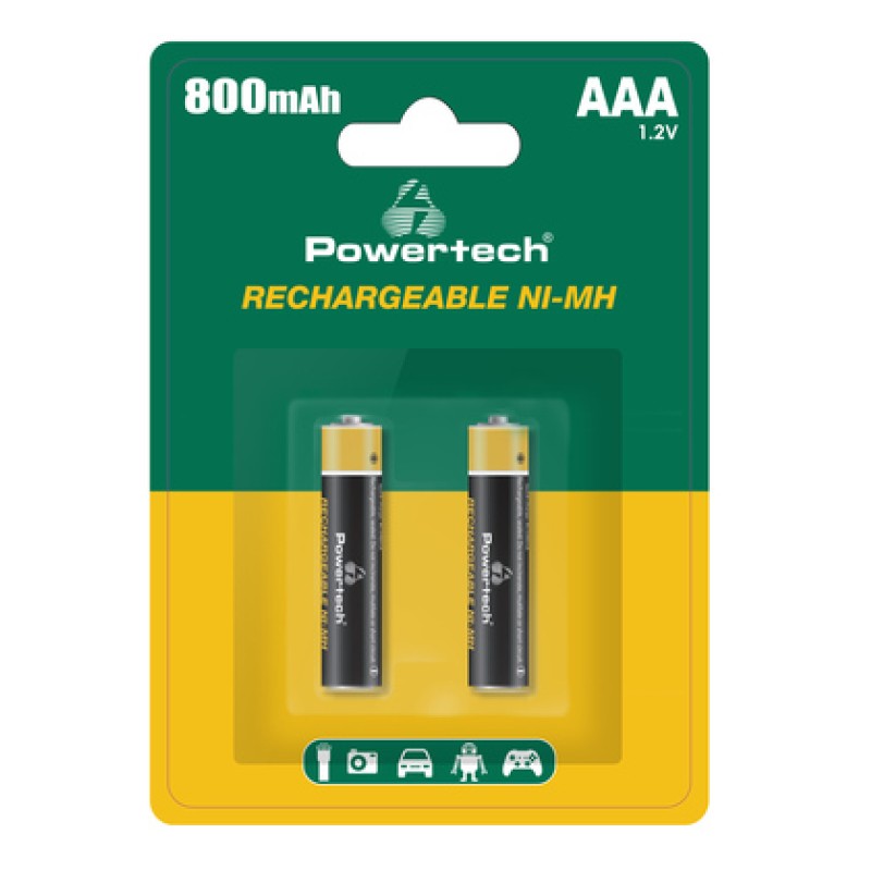 Powertech POWERTECH επαναφορτιζόμενες μπαταρίες NI-MH PT-1403, AAA, 800mah, 1.2V, 2τμχ