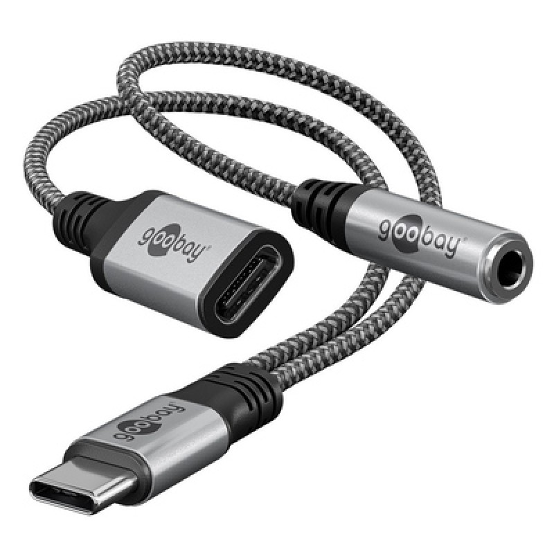 GOOBAY GOOBAY αντάπτορας USB-C σε 3.5mm & USB-C 74524, 60W, 480Mbps, γκρι