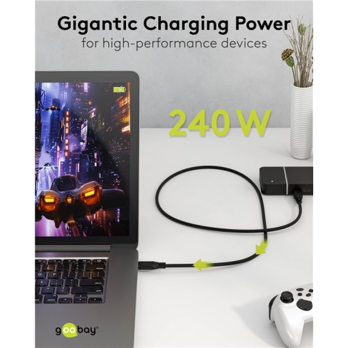 GOOBAY GOOBAY καλώδιο USB-C 74185, USB4, 240W, 40Gbps, 8K/60Hz, 1.8m, μαύρο