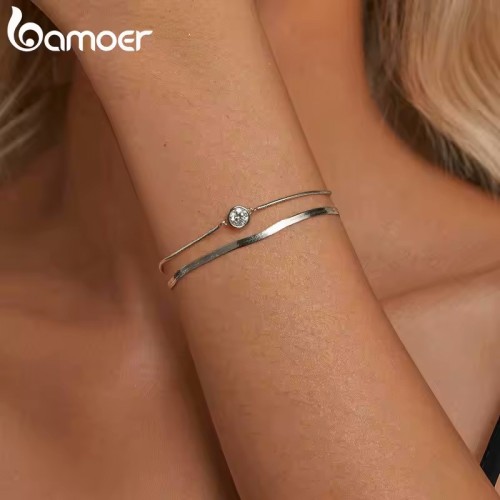 BAMOER BAMOER βραχιόλι MSB022 με μοϊσσανίτη, ασήμι 925, ασημί