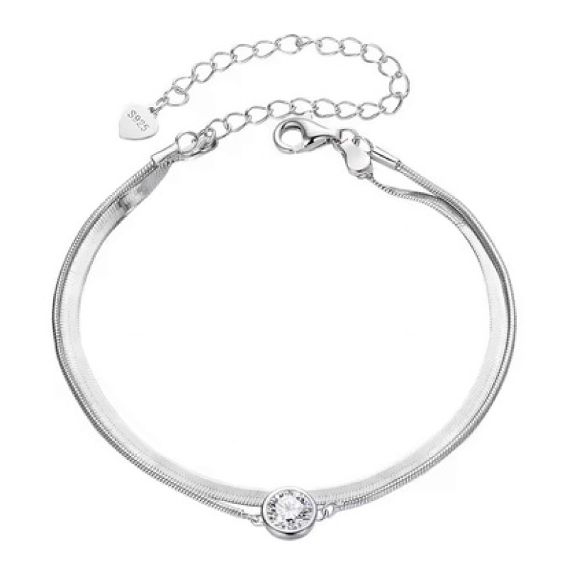 BAMOER BAMOER βραχιόλι MSB022 με μοϊσσανίτη, ασήμι 925, ασημί