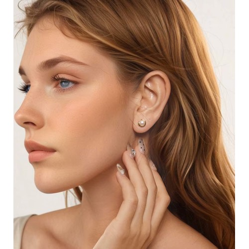 BAMOER BAMOER σκουλαρίκια καρφωτά BSE1107 με λευκή πέρλα, ασήμι 925, χρυσό