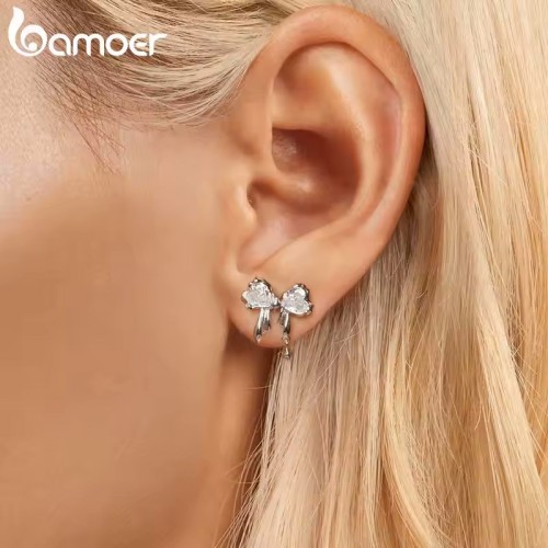 BAMOER BAMOER σκουλαρίκια καρφωτά BSE1061 με κυβική ζιρκόνια, ασήμι 925, ασημί