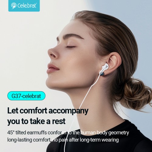 CELEBRAT CELEBRAT earphones με μικρόφωνο G37, USB-C σύνδεση, 14.2mm, 1.2m, μαύρα