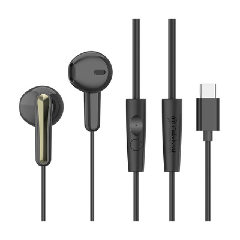 CELEBRAT CELEBRAT earphones με μικρόφωνο G37, USB-C σύνδεση, 14.2mm, 1.2m, μαύρα