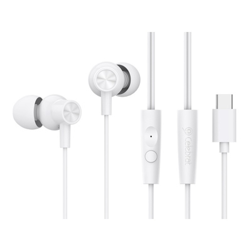 CELEBRAT CELEBRAT earphones με μικρόφωνο G38, USB-C σύνδεση, 10mm, 1.2m, λευκά