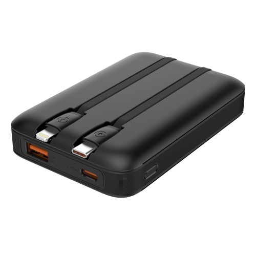 Powertech POWERTECH power bank με καλώδια και οθόνη PT-1417 10000mAh, 22.5W, μαύρο