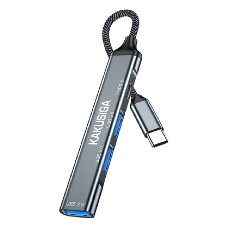 KAKUSIGA KAKUSIGA USB hub KSC-1417, 4x θυρών, USB 3.0, 5Gbps, USB-C σύνδεση, γκρι