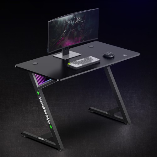 Brateck BRATECK gaming γραφείο GMD14-1 με RGB φωτισμό, 120x60x75cm, μαύρο
