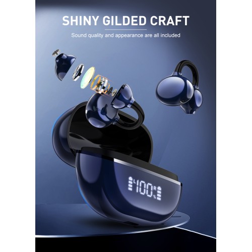 LDNIO LDNIO earphones με θήκη φόρτισης T09, OWS, Φ10mm, 35/400mAh, μπλε