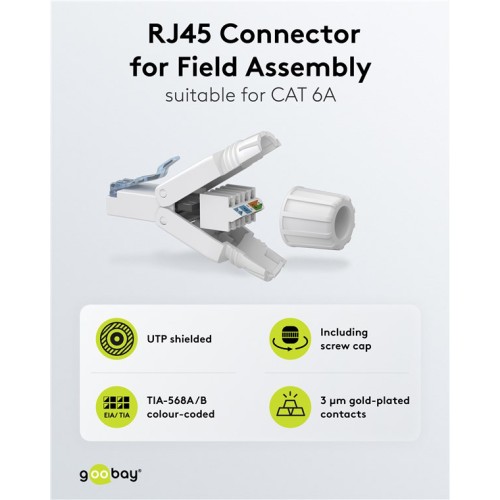GOOBAY GOOBAY βύσμα RJ45 65941, CAT 6A UTP, tool-free, λευκό