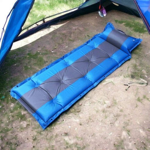 HOME USE HOME USE αυτοφούσκωτο στρώμα HUH-0237 με μαξιλάρι, μονό, 192x60x3cm, μπλε/γκρι