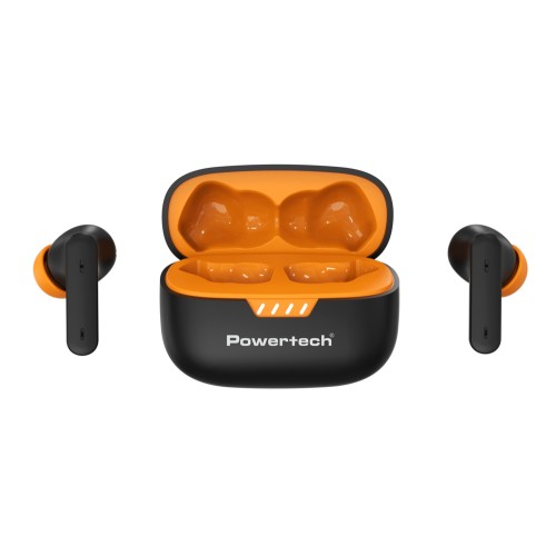 Powertech POWERTECH earphones με θήκη φόρτισης PT-1431, True Wireless, 40/400mAh, ANC & ENC, μαύρα