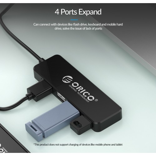 ORICO ORICO USB hub FL01, 4x θυρών, USB 2.0, 480Mbps, USB σύνδεση, μαύρο