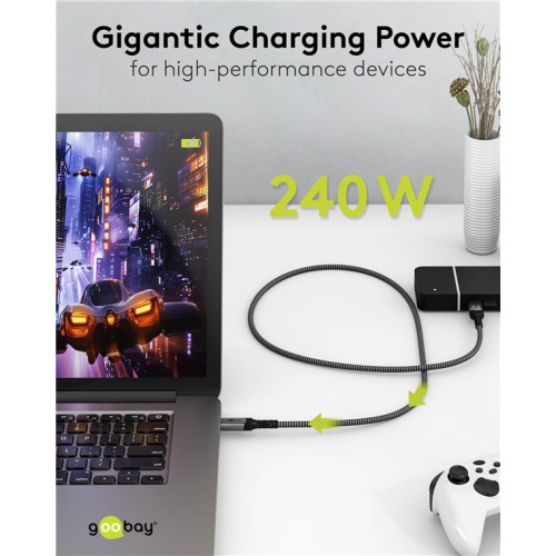 GOOBAY GOOBAY καλώδιο USB-C 74210, USB4, 240W, 40Gbps, 8K/60Hz, 0.50m, γκρι